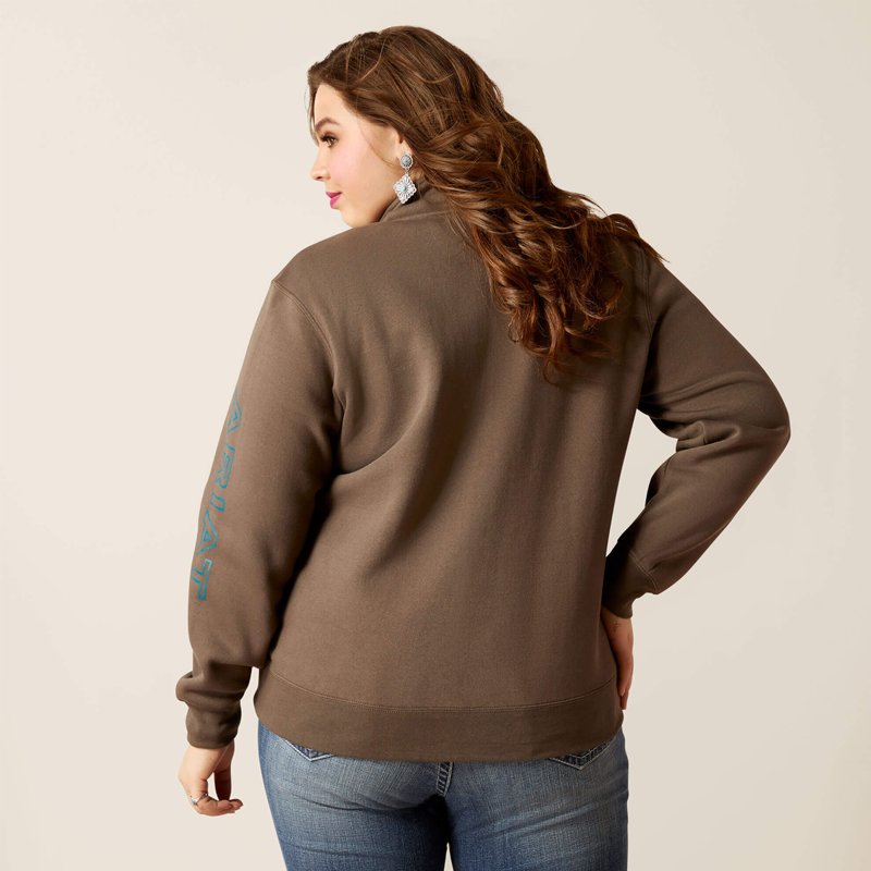 Ariat Women's Logo 1/2 Zip Sweatshirt - Banyan Bark-3